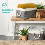 Livivo Large Fabric Storage Baskets With Rope Handles