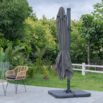 Large Square Patio Parasol With Durable Polyester Canopy, Pa Waterproof Coating, Adjustable Height, 360° Foot Pedal Rotation With Cross Base & Square Base | One Size | Dark Gray