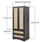 2-door Wardrobe With 2 Drawers | Black