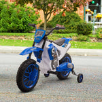 12v Kids Electric Motorbike Ride-on Motorcycle W/ Training Wheels | Blue