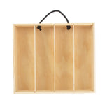 4 Bottle Bottle Pinewood Carry Case With Acrylic Lid | One Size | Brown