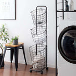 3-tier Iron Rolling Laundry Basket With Wheels