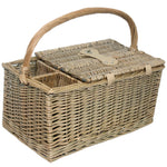 Wicker Double Lidded Fitted Picnic Basket | 2 Person | White