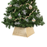 Glitter Christmas Tree Skirt Square 48x48cm | Gold