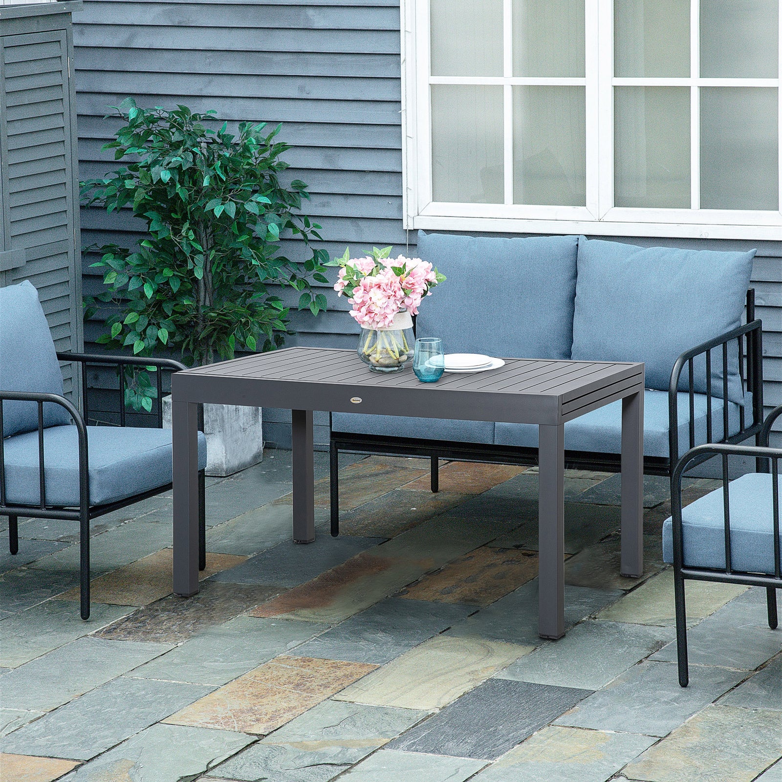 Extendable Garden Table 10 Seater W/ Aluminum Frame