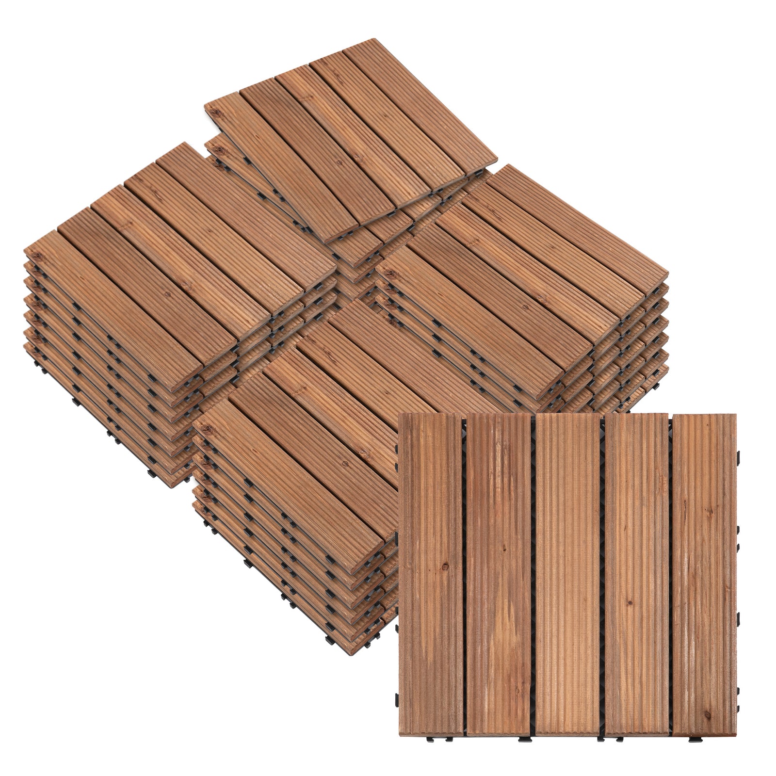 27 Pcs Black Wooden Deck Tiles 30x30 Cm For Patio/deck | Brown
