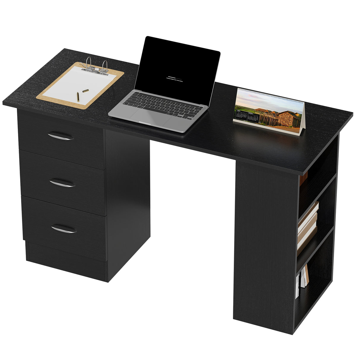 HOMCOM Computer Desk W/ Drawers 120 X 49 X 72 Cm Black