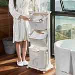 Living and Home Laundry Basket Bathroom Clothes Storage On Wheels