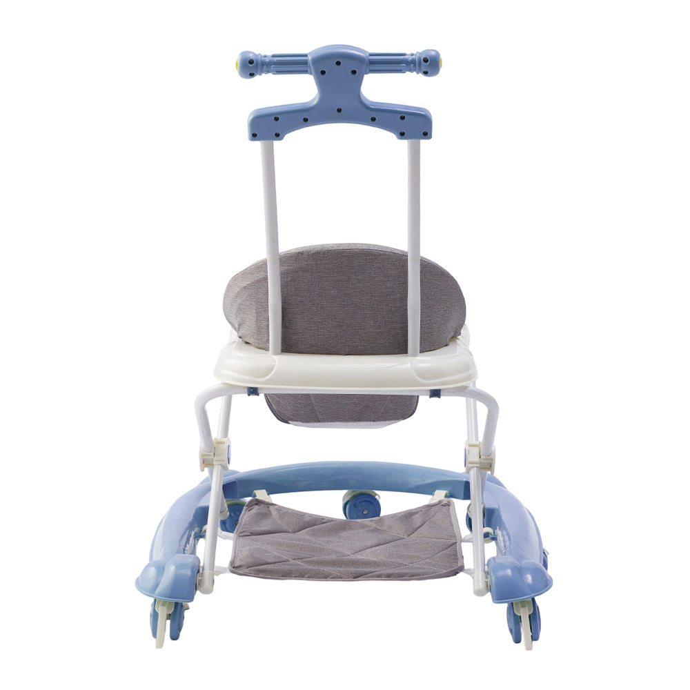 Adjustable Baby Walker, Foldable Walker, Multifunctional Baby Walker, Feeding Tray, Interactive Music, Toys, Wheel Safety Breaks | Blue