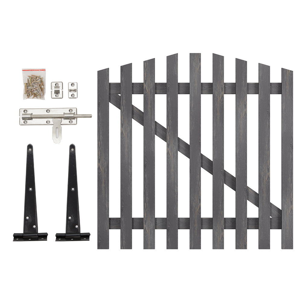 Rustic Wooden Garden Gate With Arched Top Weathered Gray Finish | Large | Grey