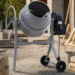 120l 450w Electric Cement Mixer,steel Concrete Mixer With 2 Wheels, 33–34rpm | Grey