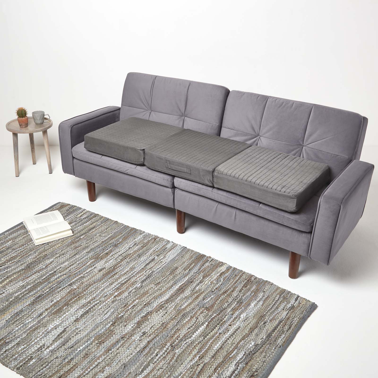 Faux Suede Orthopaedic Foam 3 Seater Booster Cushion | 50cm x 150cm | Grey