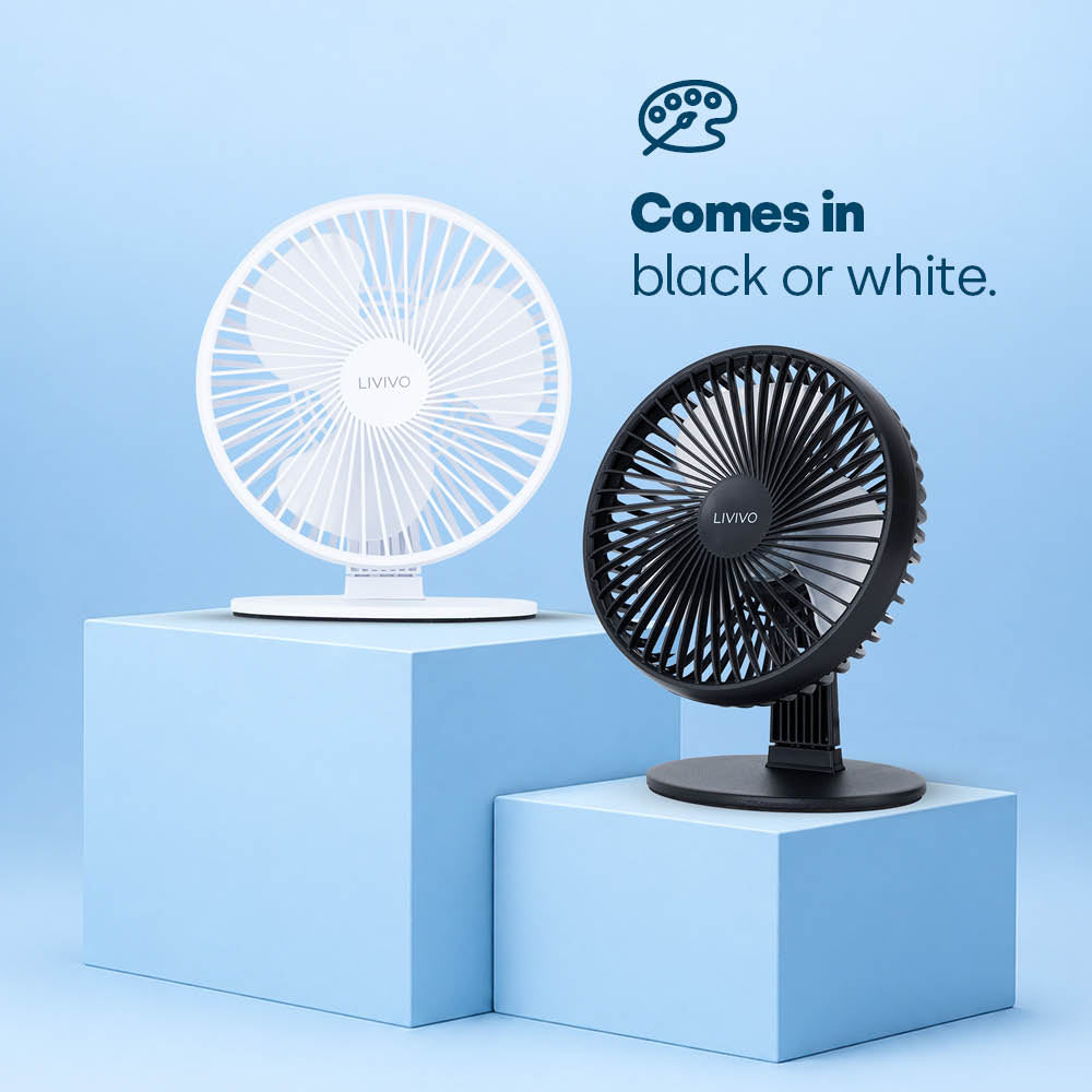 Livivo Compact Desktop Usb Fan 6 Inch Steel Base Cooling Black