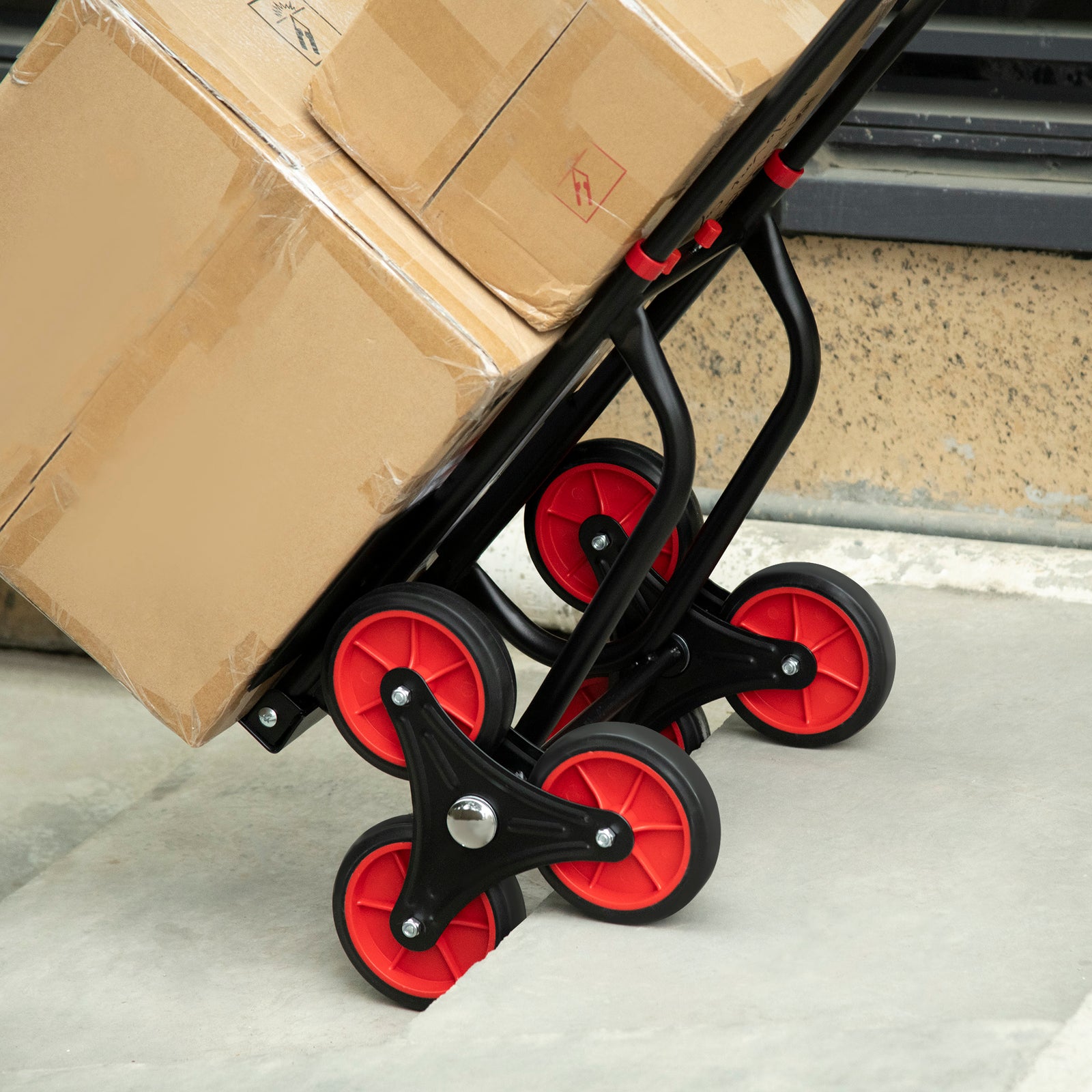 Climbing Stairs Trolley, Foldable, 6 Wheels | Black