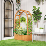Wooden Raised Garden Bed With Arch Trellis