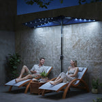 2.6 M Half Parasol With Solar Lights, Upf50+ Semi Round Umbrella | Dark Blue