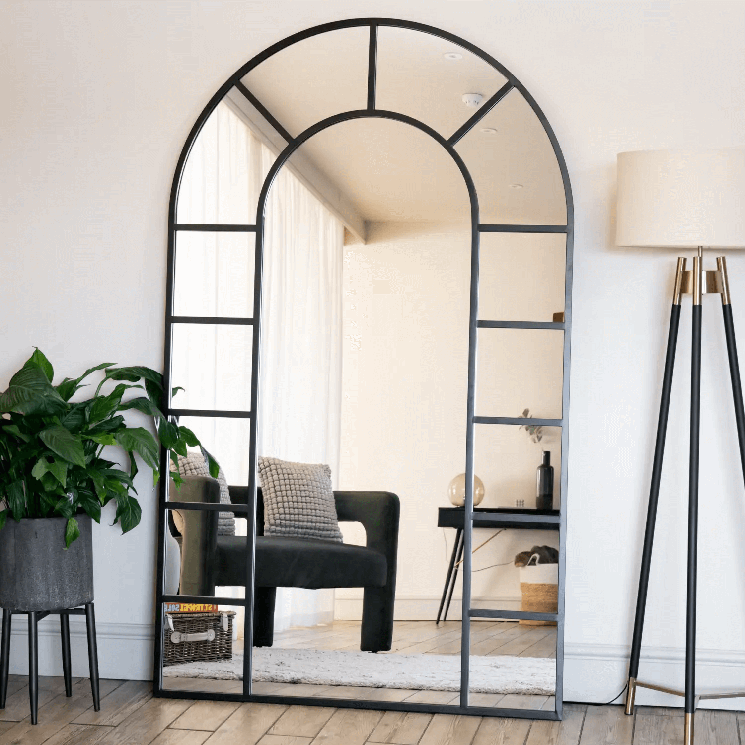 Mio - Metal Arched Window Mirror | 200cm x 120cm | Black