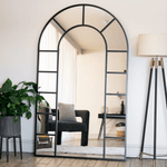 Mio - Metal Arched Window Mirror | 180cm x 105cm | Black