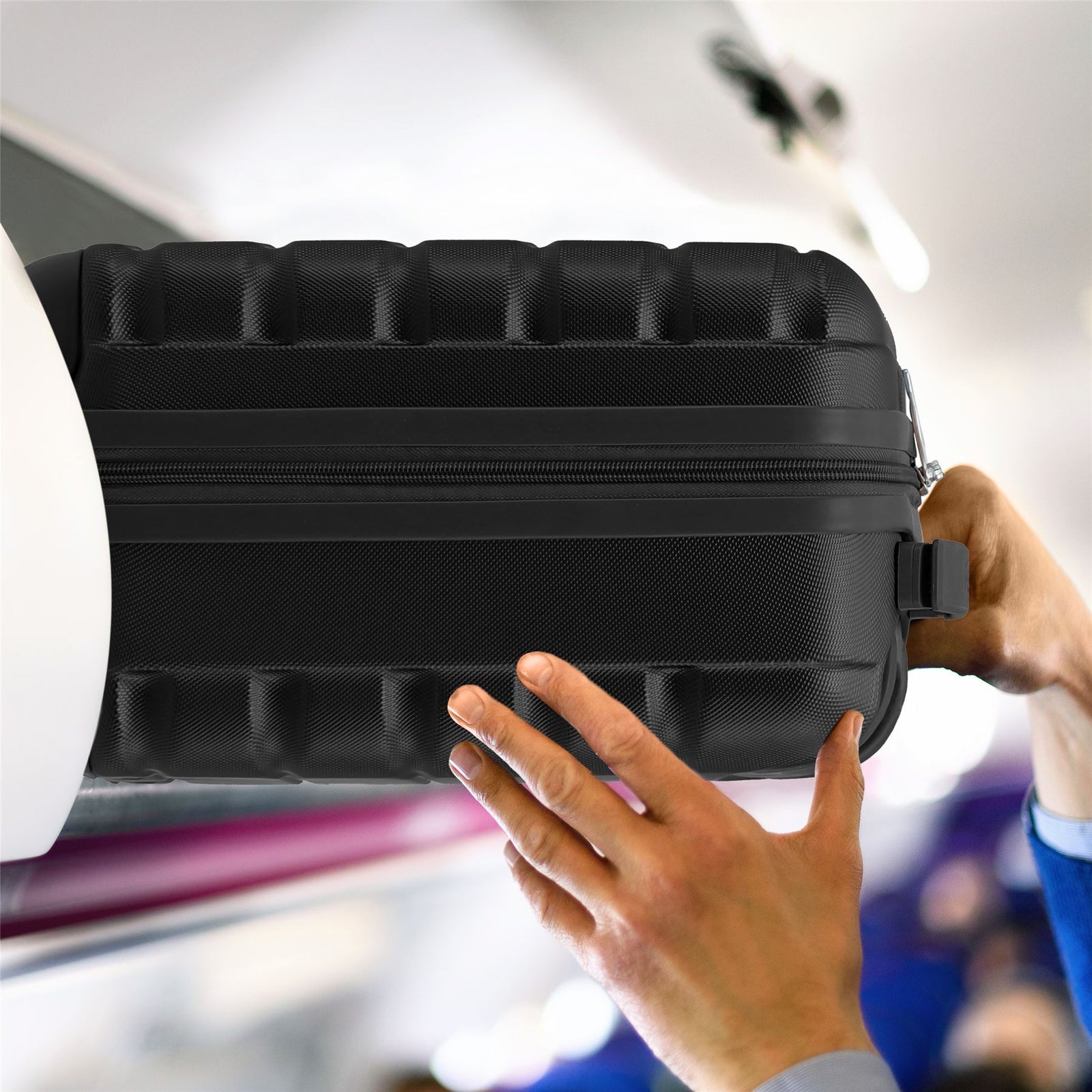 40x20x25cm Cabin Carry-on Suitcase - Lightweight, Durable, 4-wheel Luggage - 100+ Airlines Approved | Cabin | Black