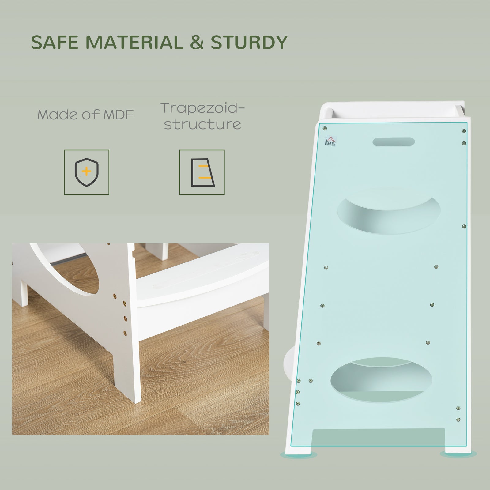 Step Stool Toddler Kitchen Stool With Adjustable Standing Platform | White