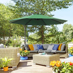 3m Garden Parasol W/ Crank & Base | Green