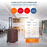 56x45x25cm Hard Cabin Suitcase - Lightweight 2-Wheel ABS Carry On Hand Luggage | Cabin | Burgundy
