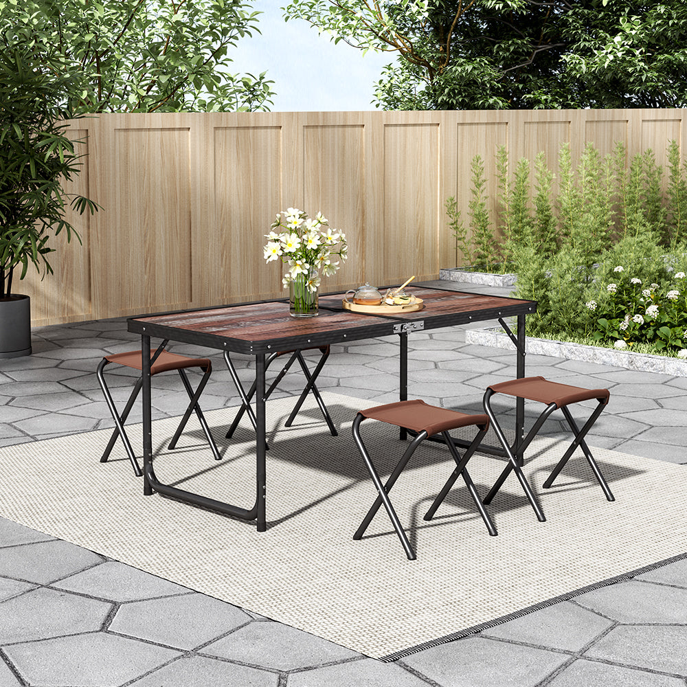 5 Pcs Garden Dining Set Outdoor Foldable Picnic Table With Stools