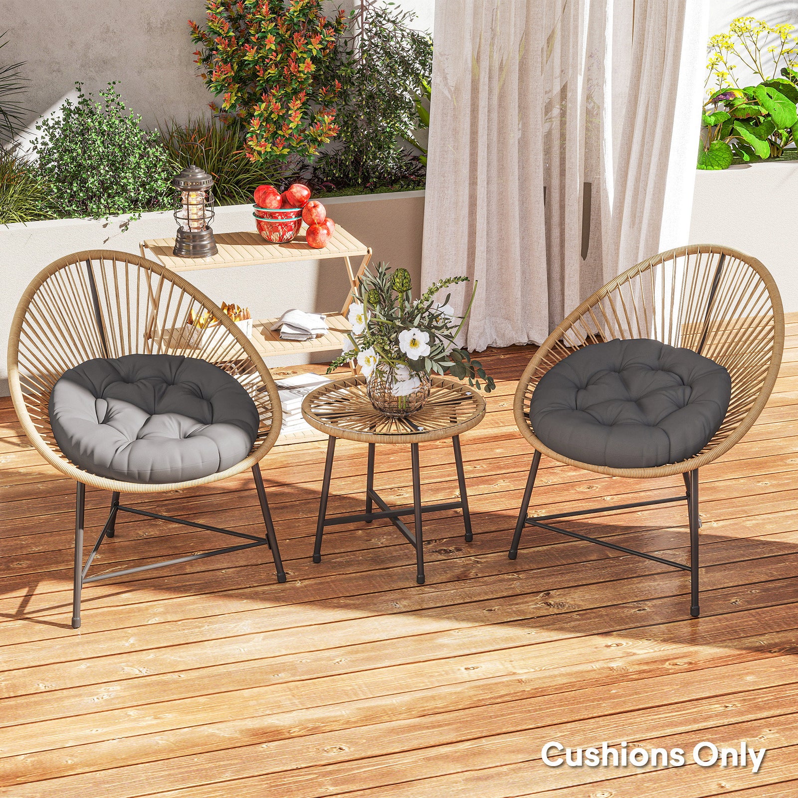 Round Patio Chair Cushions | Dark Grey