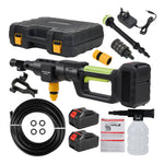 21v Cordless Handheld Pressure Washer With 2 Batteries, 5m Hose, 6-in-1 Nozzle & Foam Cannon, Portable Car And Garden Cleaner | Green & Black