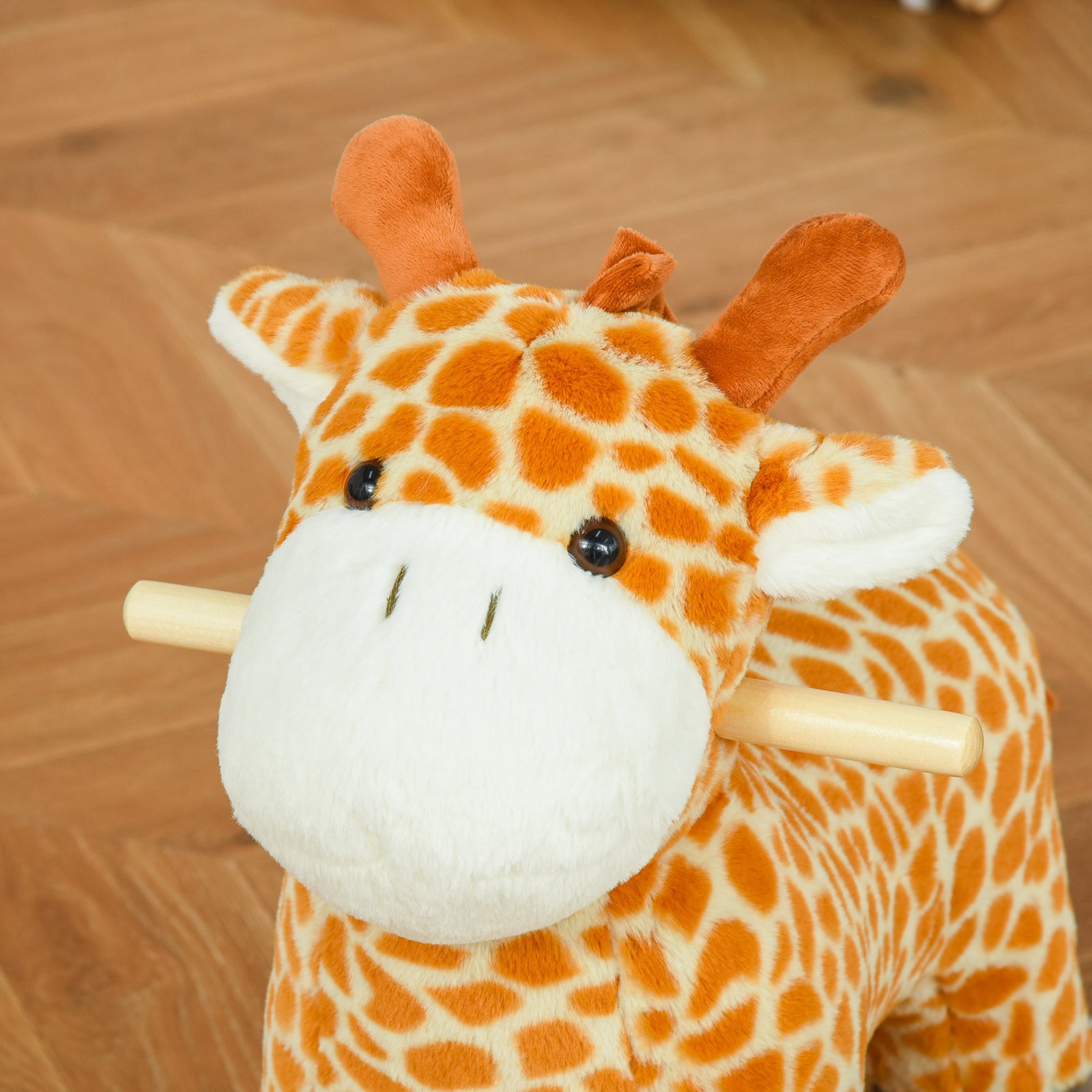 2-in-1 Kids Plush Ride-on Rocking Gliding Horse Giraffe-shaped Yellow