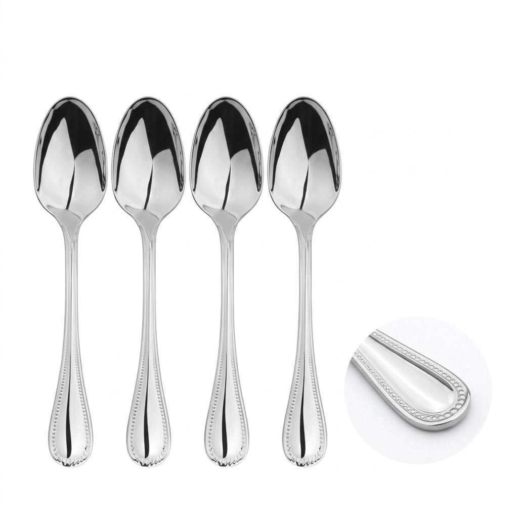 Cutlery Sets Stainless Steel 18/8 Forks Spoons Catering Bead | Set of 12 | Silver