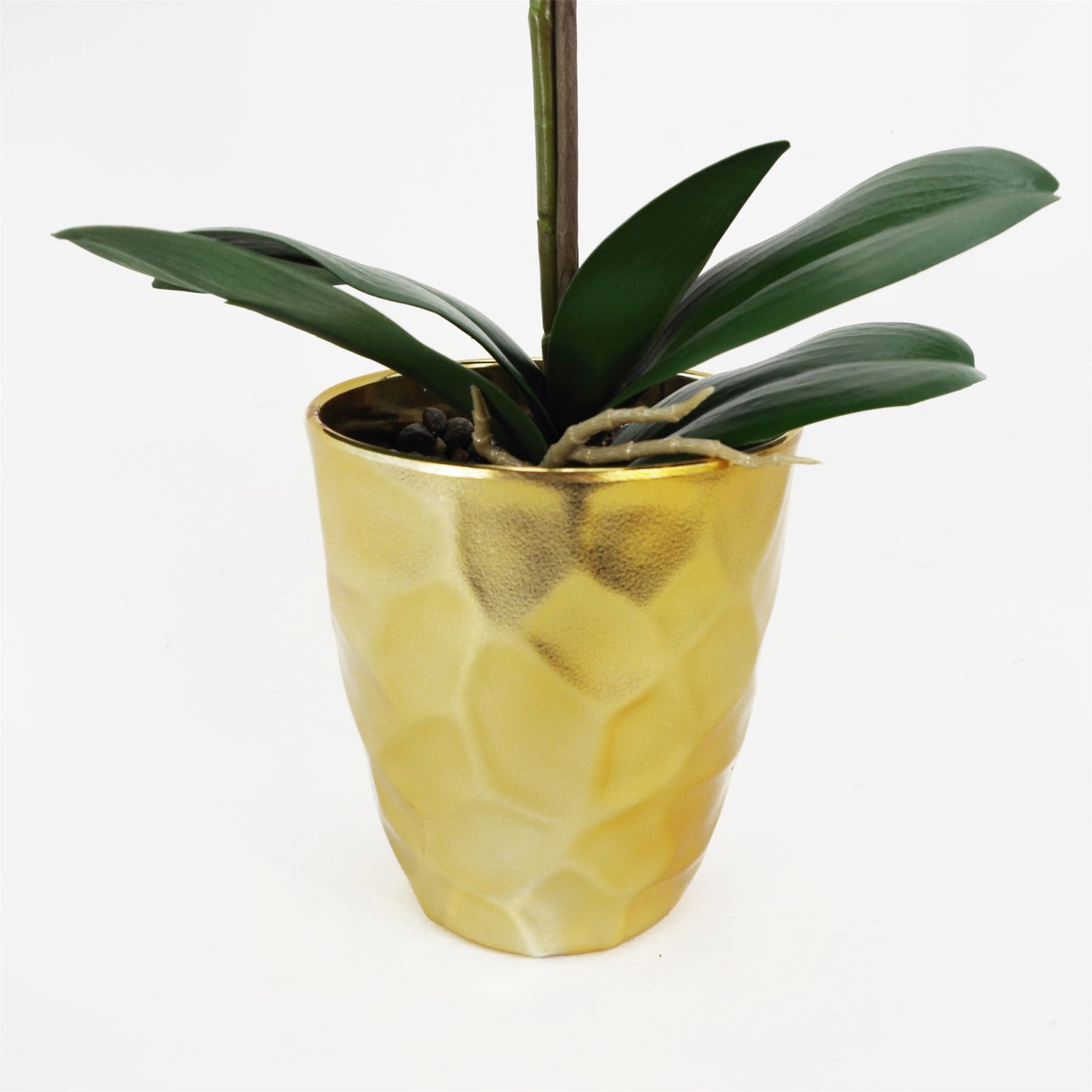 54cm Artificial Orchid Plant White With Gold Pot