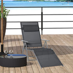 Sling Patio Reclining Chaise Lounge Garden Furniture Folding | Dark Gray