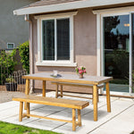 3 Pieces Garden Set 4 Seater Acacia Wood Table