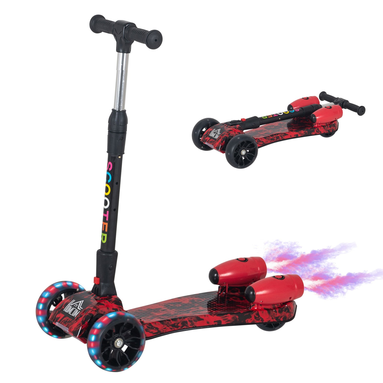 Child 3-wheel Scooter Light Music Water Spray Rechargeable 3-6 Yrs | Red