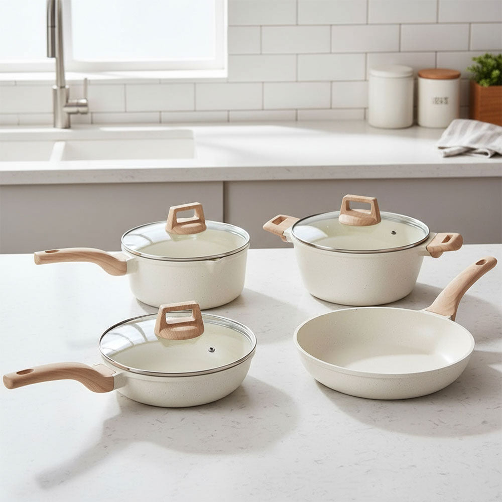7pcs Nonstick Cookware Set | Cream