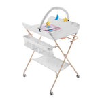 Portable Adjustable Baby Changing Table With Storage, Hanging Toy , Small Basin, Pillow & Changing Pad – Foldable Infant Diaper Station | Grey