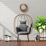 Rattan Garden Egg Chair With Thickened Cushion, Headrest | Brown