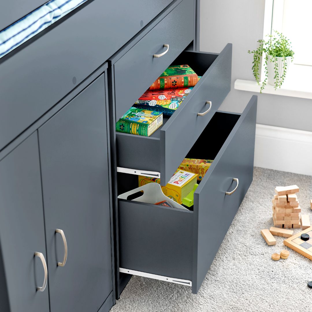 Lacy Storage Mid Sleeper Bed | Single | Grey