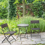 3 Pieces Bistro Set Rattan Furniture Garden Patio Steel