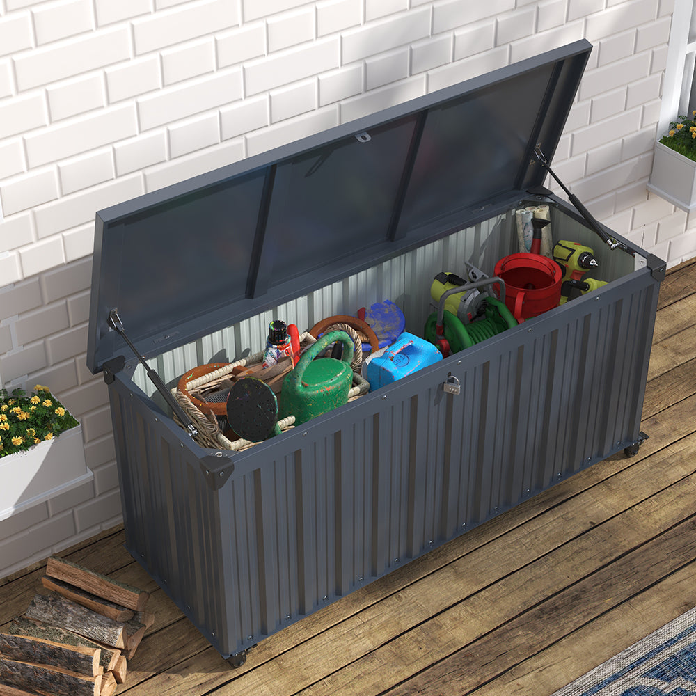 550l Outdoor Large Lockable Metal Storage Box With Wheels