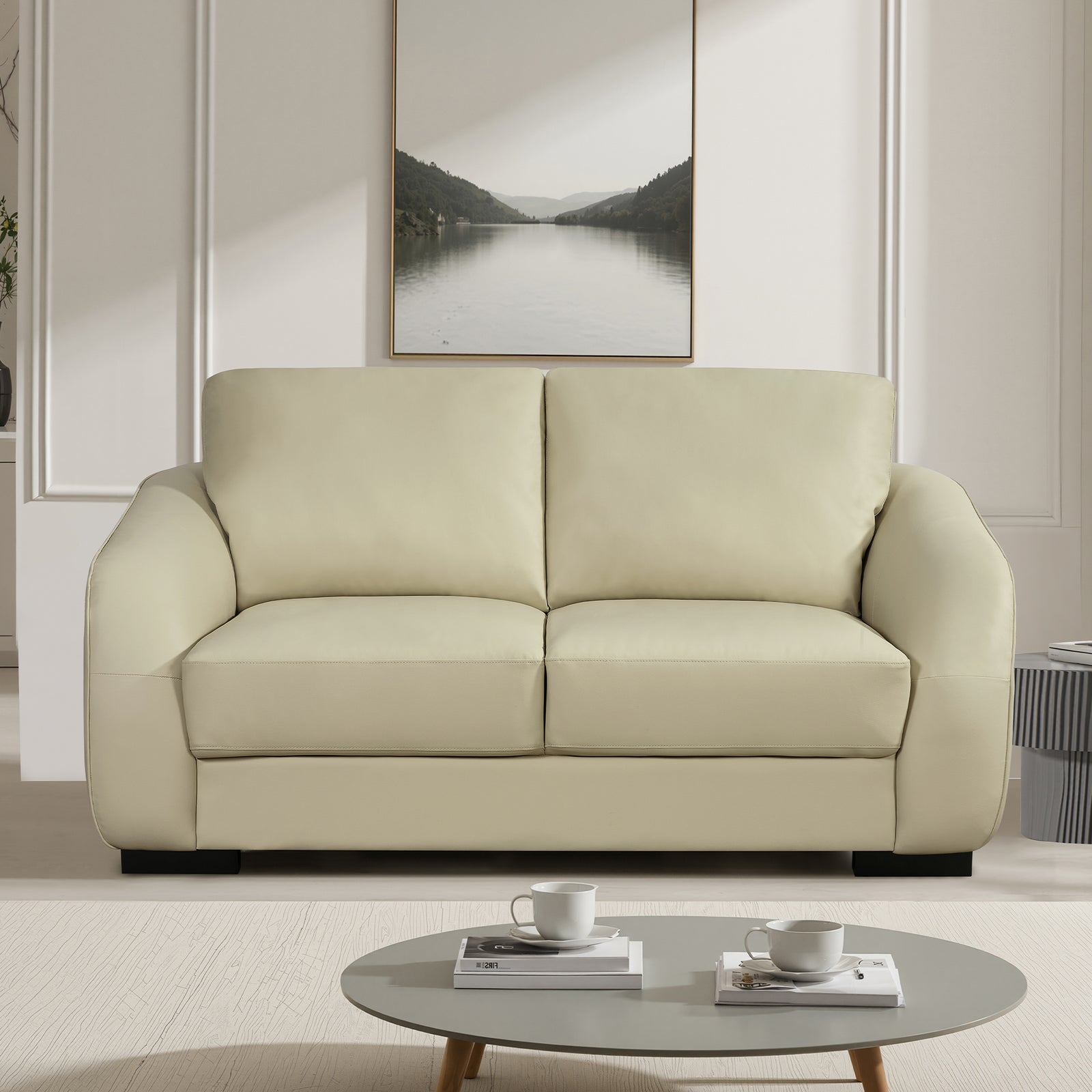 Brandon Bonded Leather 2 Seat Sofa | Cream