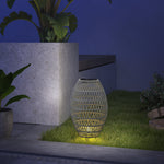 Rattan Solar Lamp, Auto On/off Garden Lantern | Gray