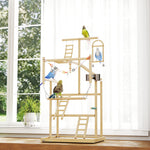 PawHut Wooden Bird Playground With Ladders, Chain Toy, Steel Cups And Tray