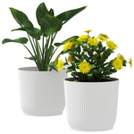 Round Plant Pots Outdoor 22cm For Garden Decoration | Set of 2 | White