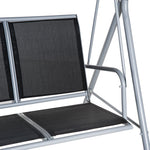 Metal Swing Chair Garden Hammock 3 Seater Patio Bench Canopy | Black