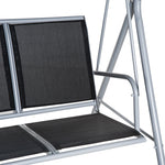 Metal Swing Chair Garden Hammock 3 Seater Patio Bench Canopy | Black