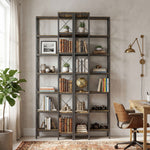 L-shaped Bookshelf, 6-tier Bookcase With Metal Frame, Rustic Brown | M | Rustic Brown