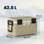 42.6l Insulated Cool Box, Portable Ice Cooler With Handle | Khaki