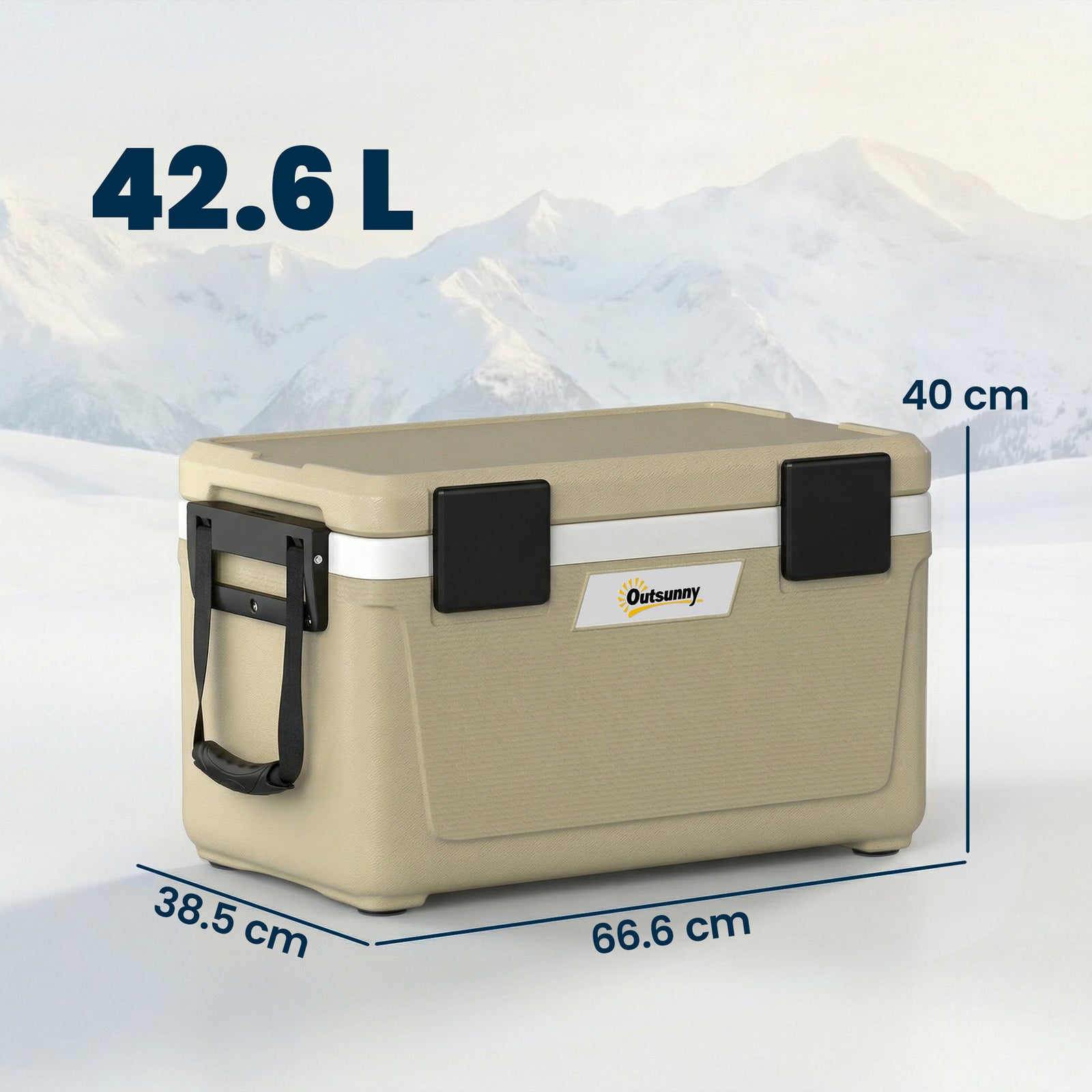 42.6l Insulated Cool Box, Portable Ice Cooler With Handle | Khaki